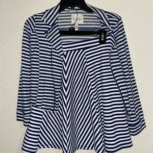 striped skirt and jacket set